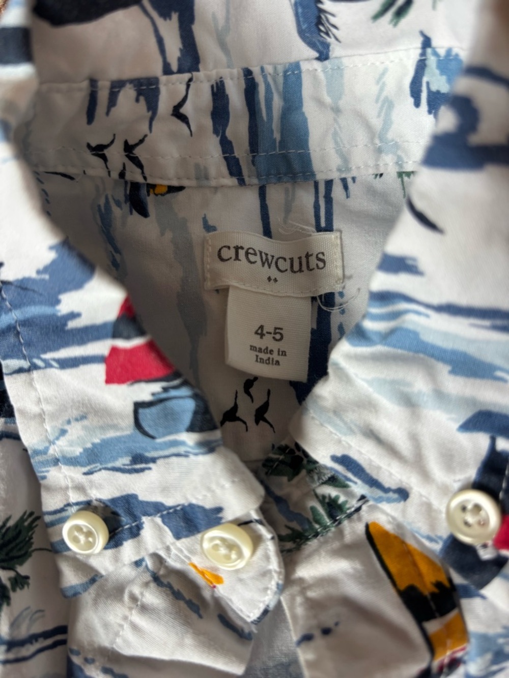 Crewcuts Boys' Nautical Sailboat Button-Up Shirt — White with Red, Blue & Yellow - Picture 3 of 4